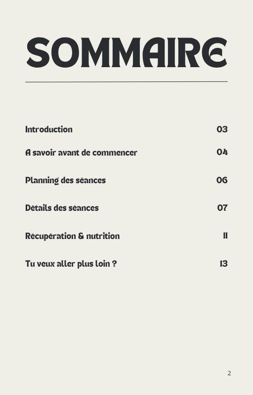 Programme Pré-saison