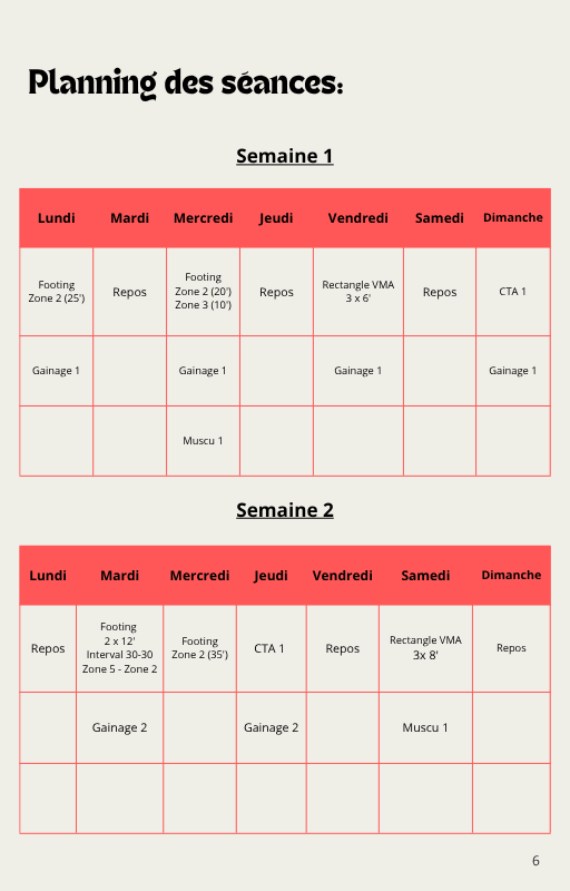 Programme Pré-saison